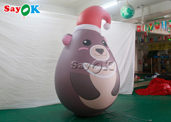 Le PVC portatif fait sur commande a scellé la publicité de chapeau de Noël de Gray Inflatable Teddy Bear With