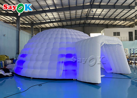 Camping en plein air 8m Grand luminaire LED Tente d'événement à dôme gonflable Tente à igloo gonflable