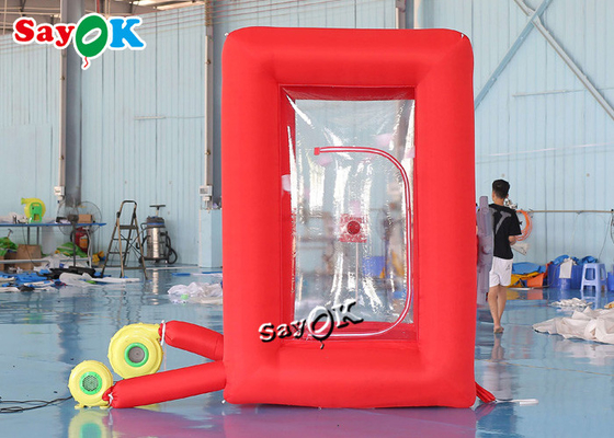 Machine gonflable portative rouge faite sur commande 1.8x1.8x2.7mH d'argent pour l'événement de publicité