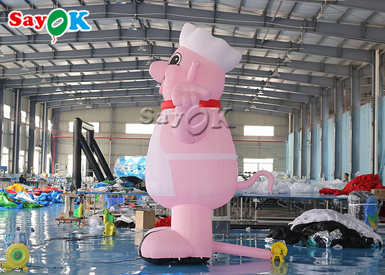 Ballons publicitaires gonflables 4m 13ft Mascotte rose exploser personnages de dessins animés Coq de cochon modèle pour l'ouverture du restaurant