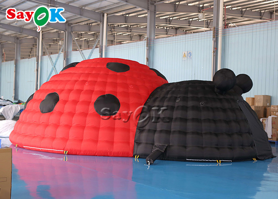 Tente gonflable de coccinelle de grand de tente de sphère air gonflable de Ladybird rouge et noire pour l'événement extérieur