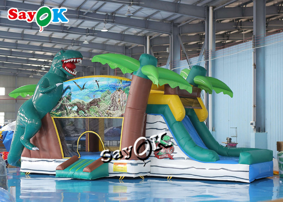 Glissière d'eau gonflable de Chambre de rebond de dinosaure jurassique pour le terrain de jeu d'enfants