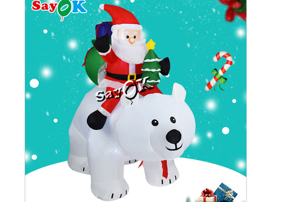 6 pieds de Noël de vacances de décorations de yard d'explosion gonflable Santa Claus Rides Polar Bear de pelouse