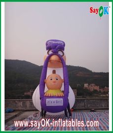Des personnages de dessins animés mignons 2m - 8m Inflatable de dessins animés PVC violet blanc pour la publicité