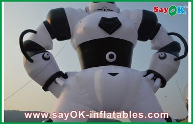 Personnages de dessin animé gonflables blancs/noir, robot gonflable de tissu d'Oxford