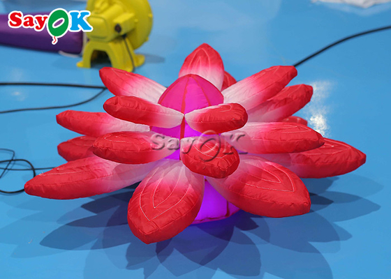 décoration d'étape de lobby de 3.28ft avec les lumières gonflables rouges accrochant le lotus