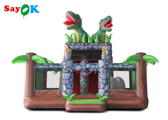 Château plein d'entrain de rebond d'enfants de parc d'attractions de thème gonflable de dinosaure