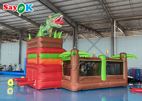 Château plein d'entrain de rebond d'enfants de parc d'attractions de thème gonflable de dinosaure