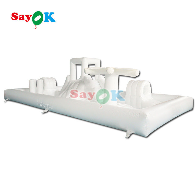Équipement de jeu commercial sur mesure White Splash Pad Parque aquatique gonflable Glissière du château rebondissant