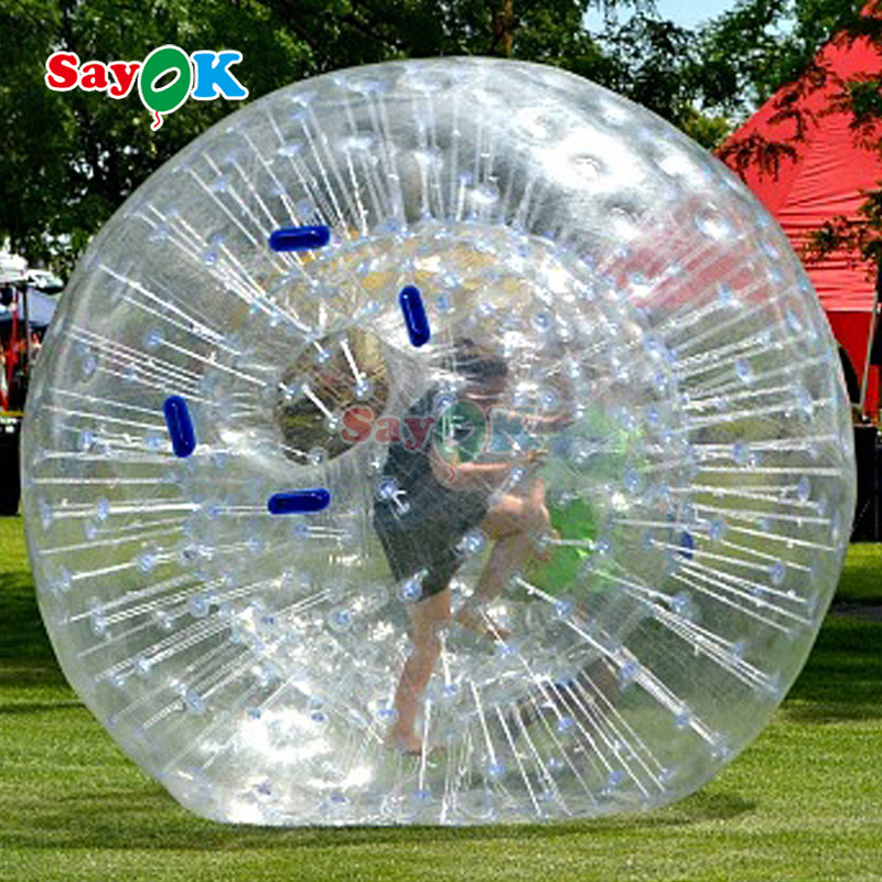 Ballon gonflable à rouleaux flottants Aqua Zorbing Ball Transparent PVC Cylindre Ballon à bulles d'eau humain pour le jeu d'eau