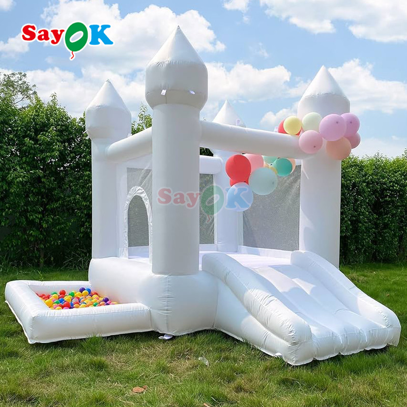 Sayok gonflable blanc bouncer petit gonflable bouncy fête de mariage bounce maison toboggan pour les enfants