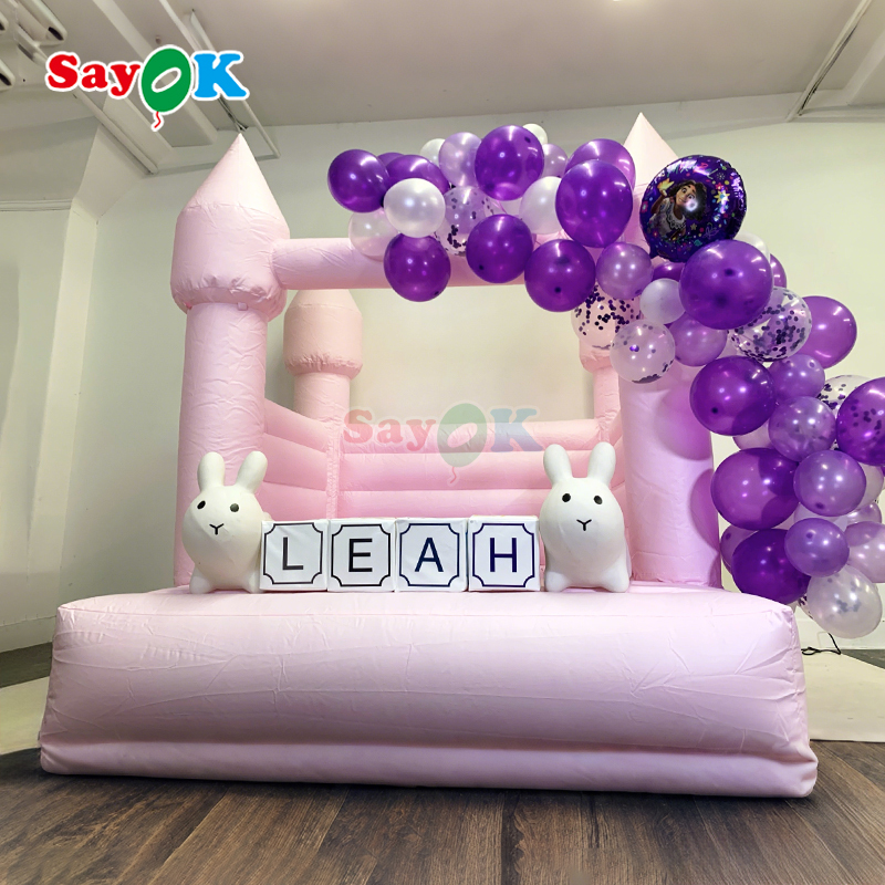 Sayok Maison gonflable rose, petite, gonflable, château gonflable blanc pour fête d'anniversaire