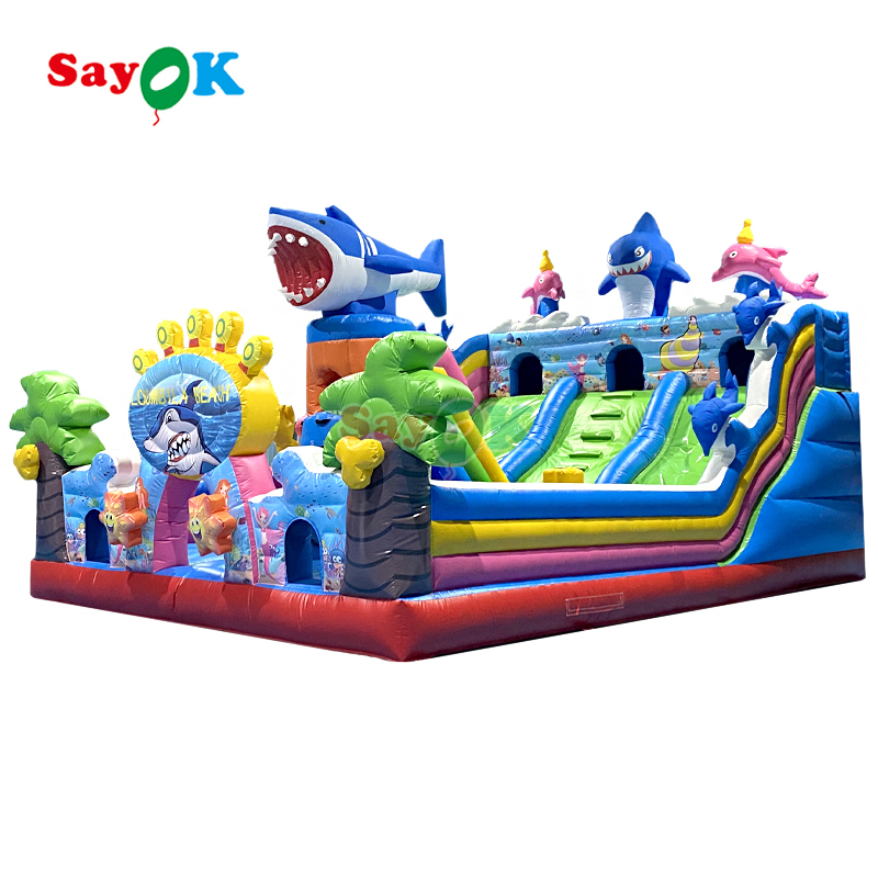 Sayok Géant Seaworld Maison Gonflable Combo Aire de Jeux pour Enfants Château Gonflable avec Toboggan et Escalade