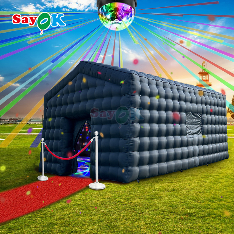 Sayok Tente de boîte de nuit gonflable géante de 26 pieds pour fête en plein air, tente disco gonflable, boîte de nuit avec lumières