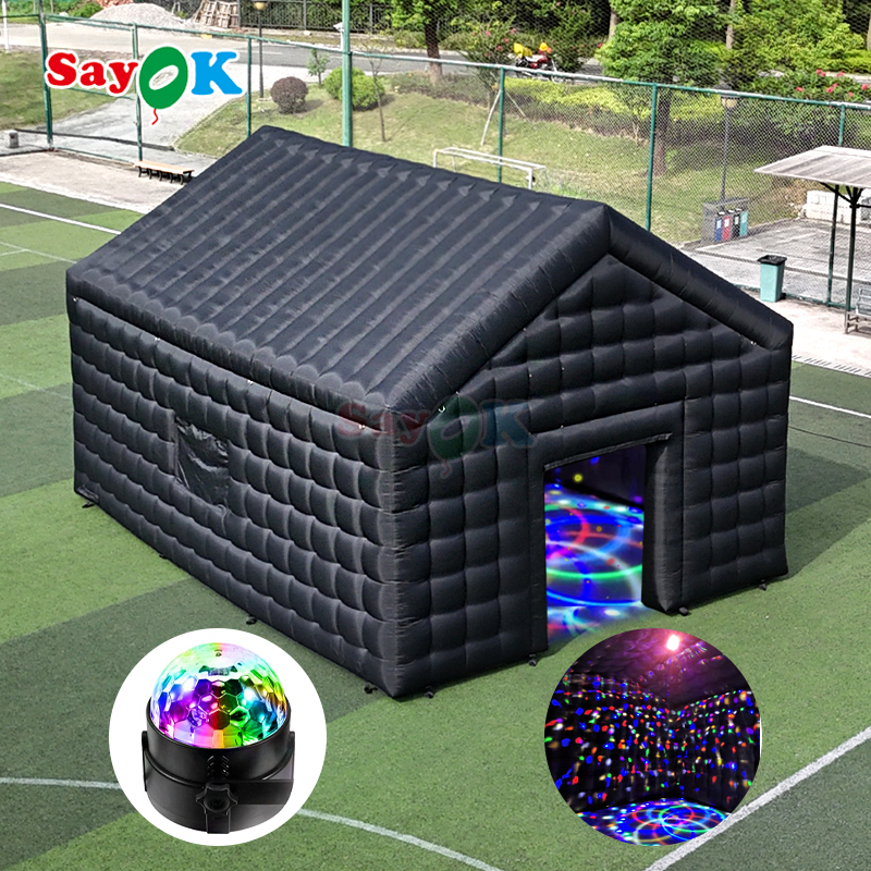 Sayok Tente de discothèque gonflable portable de 26 pieds pour fête en plein air, boîte de nuit gonflable noire avec lumières