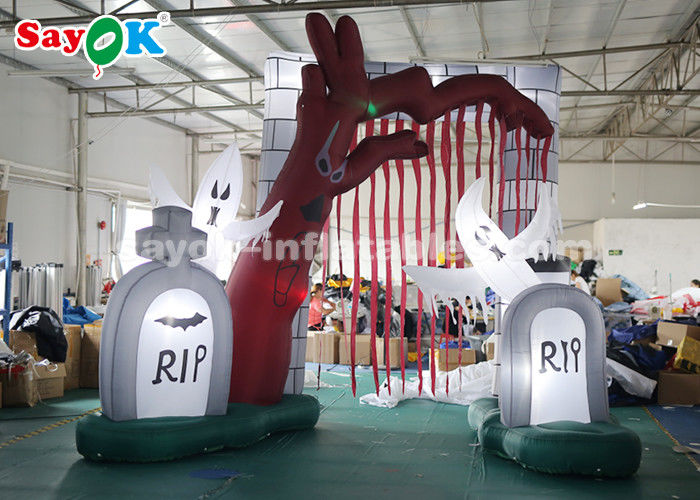 Arcade gonflable d'entrée de Halloween de décorations de vacances des biens 5*4m avec les lumières menées