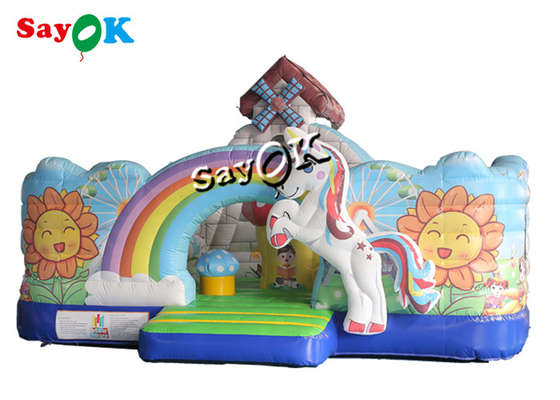 Chambre pleine d'entrain gonflable de bâche de glissière d'Unicorn Theme Kids Jumping Castle avec le ventilateur