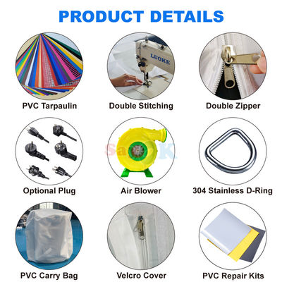 Tente gonflable portable en PVC ignifuge pour événements en extérieur 10m x 10m
