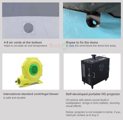 4m Dôme gonflable du planétarium Tente de cinéma portable École projection Dôme gonflable du planétarium avec souffleur de l'air Tapis de sol