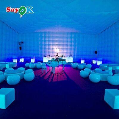 Sayok 20x10m Portable imperméable à l'eau en tissu d'Oxford LED éclairé Tente cube gonflable pour la fête Location de club d'événement