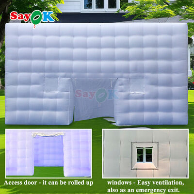 Tente pneumatique cube de 8m x 8m avec éclairage LED et tissu oxford durable pour les événements en plein air