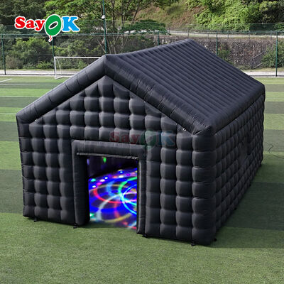 Tente disco gonflable noire 8m x 6m x 5mH, tente de boîte de nuit portable, étanche, résistante aux UV pour événements en extérieur