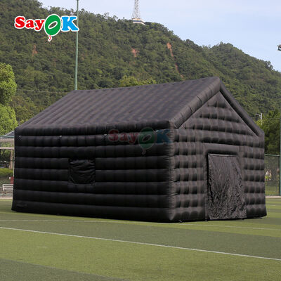 Tente disco gonflable noire 8m x 6m x 5mH, tente de boîte de nuit portable, étanche, résistante aux UV pour événements en extérieur