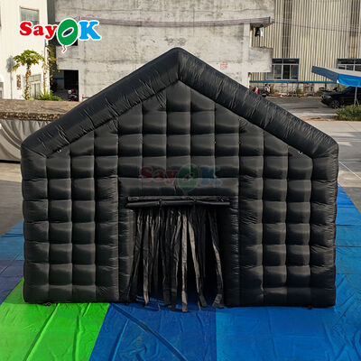 Tente disco gonflable noire 8m x 6m x 5mH, tente de boîte de nuit portable, étanche, résistante aux UV pour événements en extérieur