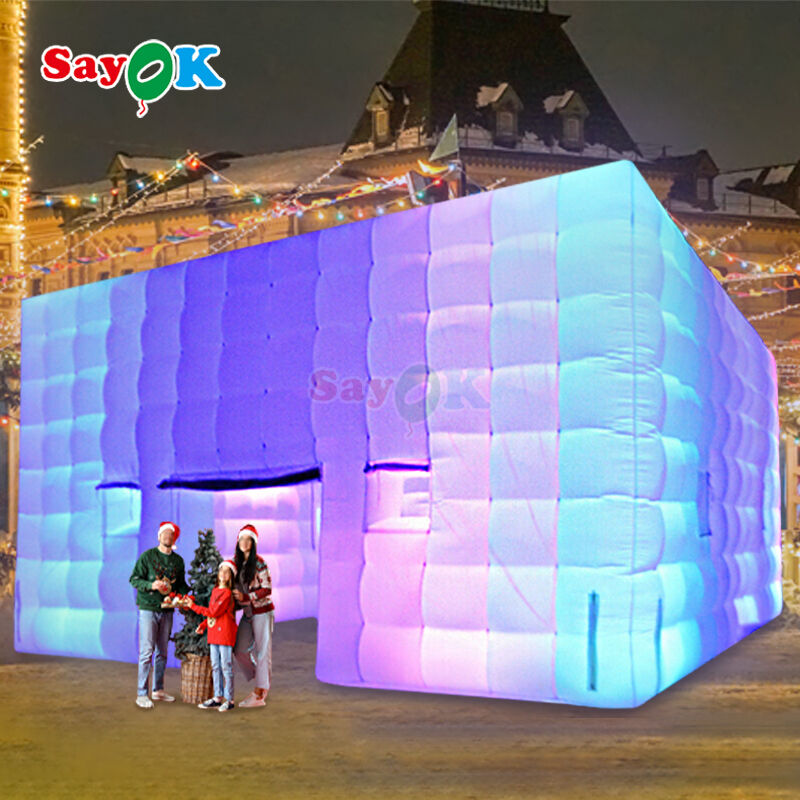 Sayok OEM ODM 8m Grandes tentes aériennes carrées Camping Event Party Tente gonflable à long terme avec LED