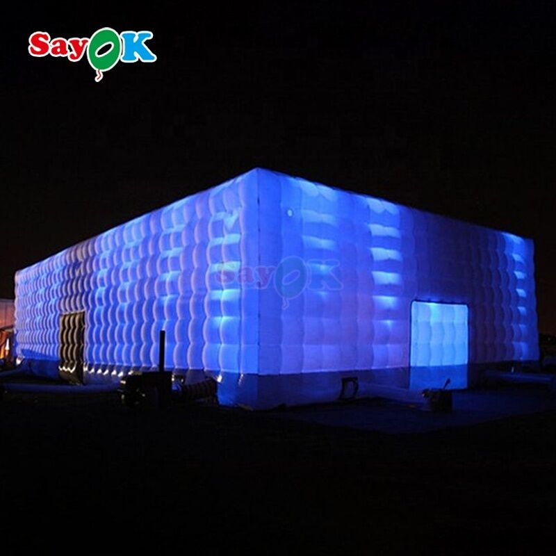 Sayok 20x10m Portable imperméable à l'eau en tissu d'Oxford LED éclairé Tente cube gonflable pour la fête Location de club d'événement